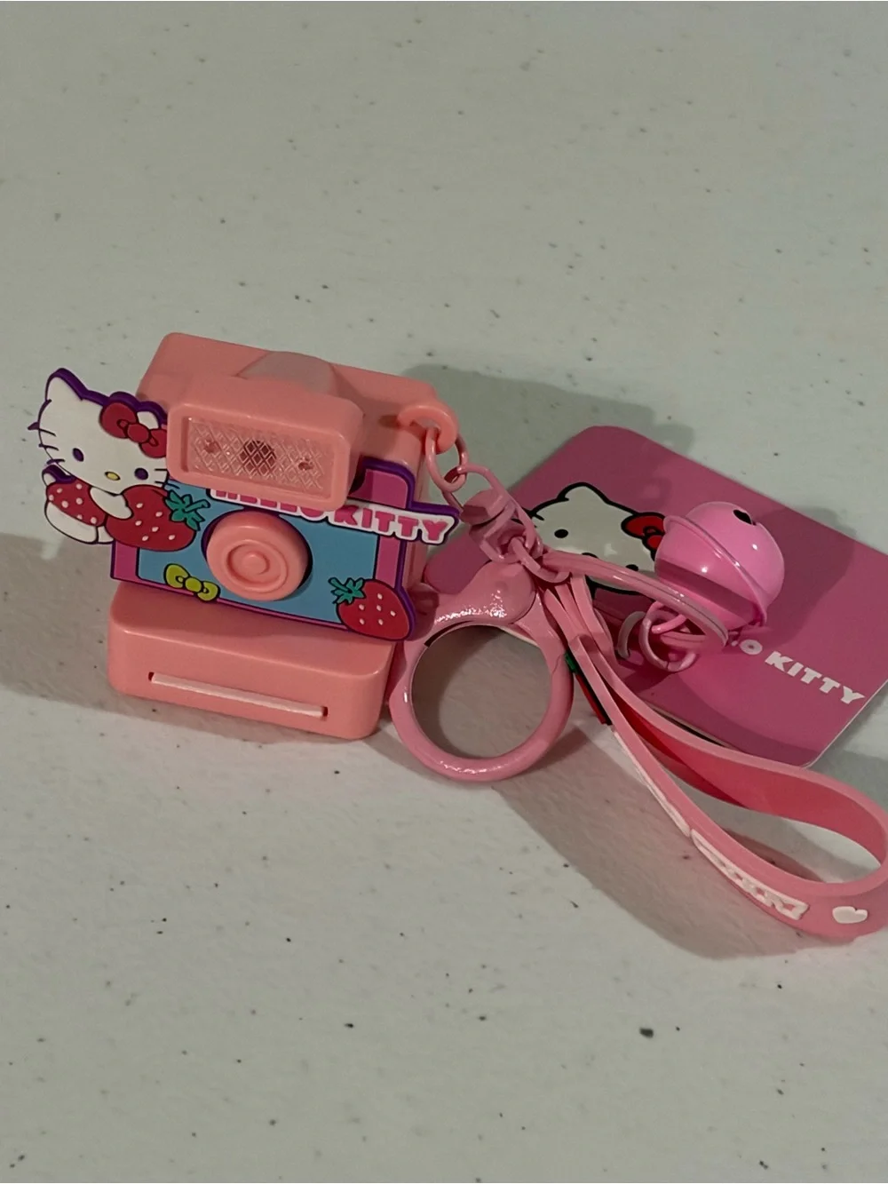 Hello Kitty Pink Strawberry Camera Keychain Accessory